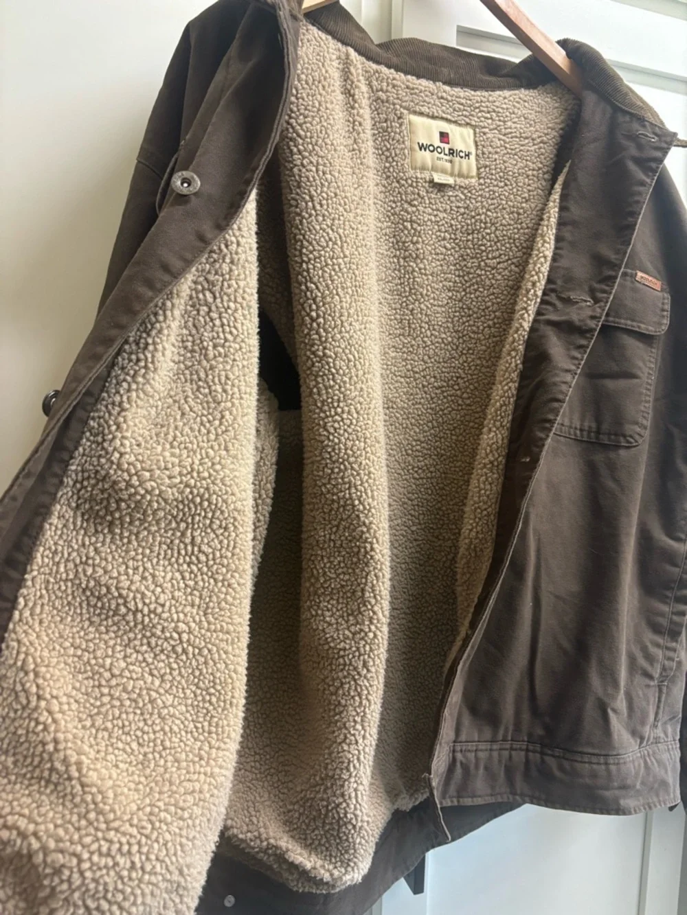Woolrich Barn Jacket men’s XXL Sherpa Lined Canvas Chore Coat Brown Workwear